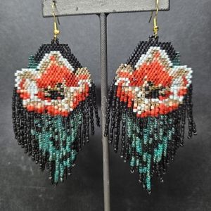 NEW Handmade Beaded Floral Fringe Earrings - Sabina